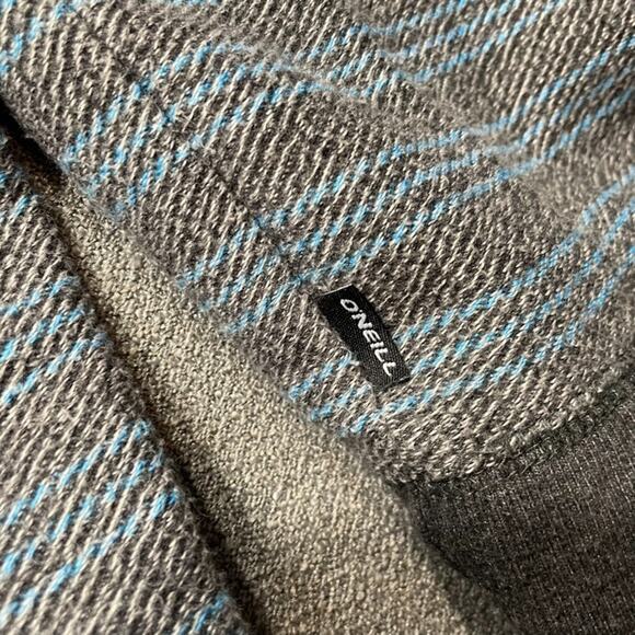 Oneill Hoodie Henley Mens Size Large Blue Striped Pullover Comfy Surf Staple - Picture 5 of 6